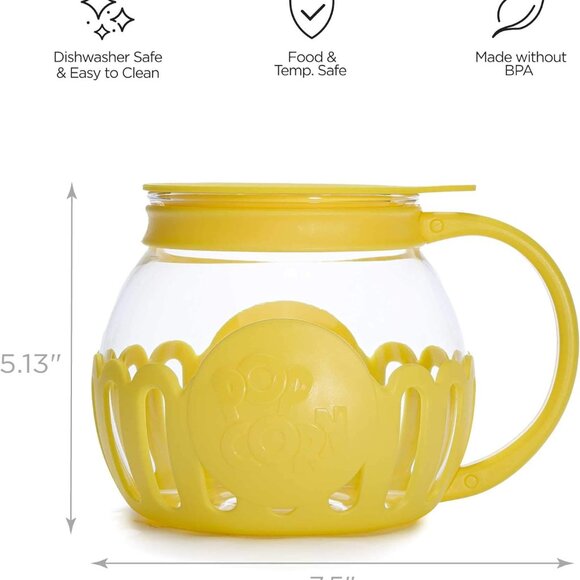 Ecolution Micro-Pop Popcorn Popper, With 3-in-1 Lid, 1.5 Quart, Yellow - NEW - Picture 3 of 4